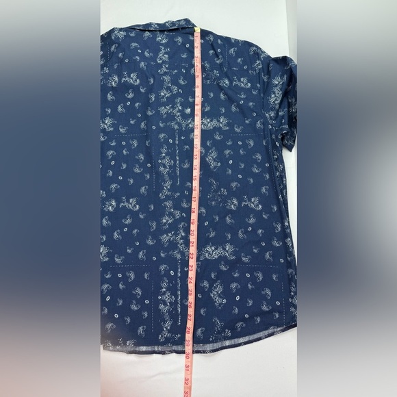 American Eagle Blue Paisley Slim Fit Short Sleeve Preppy Button Up Size XL - Picture 7 of 7
